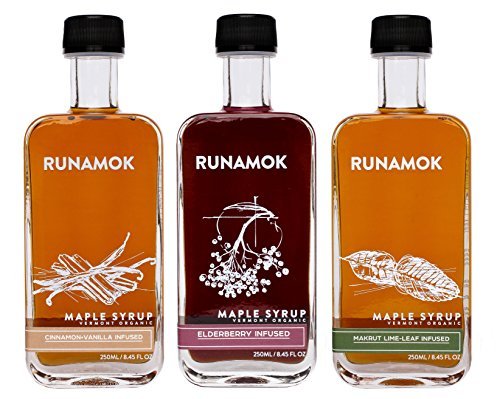 Runamok Maple Syrup Gift Box - 3-250ml Bottles of Infused Maple Syrups - Certified Organic by Vermont Organic Farmers