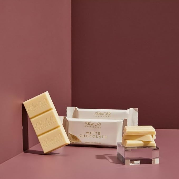 Ethel M Chocolates Premium White Chocolate Bars Individually Wrapped Chocolate Candy Bars for Gifting Holidays &amp Everyday Indulgence (24 Pieces)