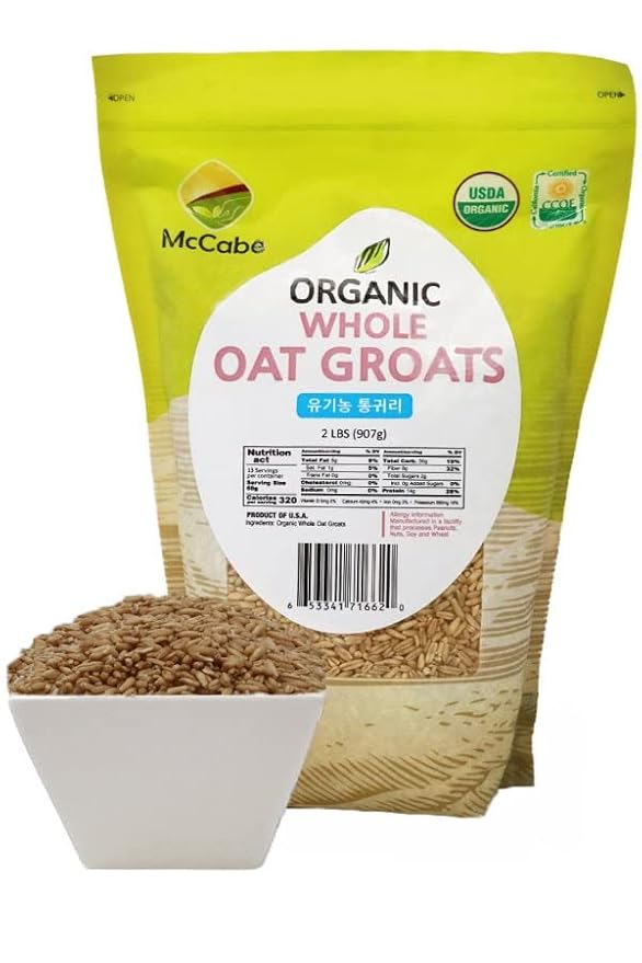 McCabe Organic Whole Oats Groats 2Lbs- USDA and CCOF Certified | Product of USA
