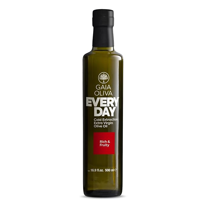 Gaia Oliva Everyday Extra Virgin Olive Oil – Cold Pressed Unrefined Single Estate Trilye Olives Low Acidity Dark Glass Bottle 100% Extra Virgin Product of Turkey New Harvest Polyphenol-Rich