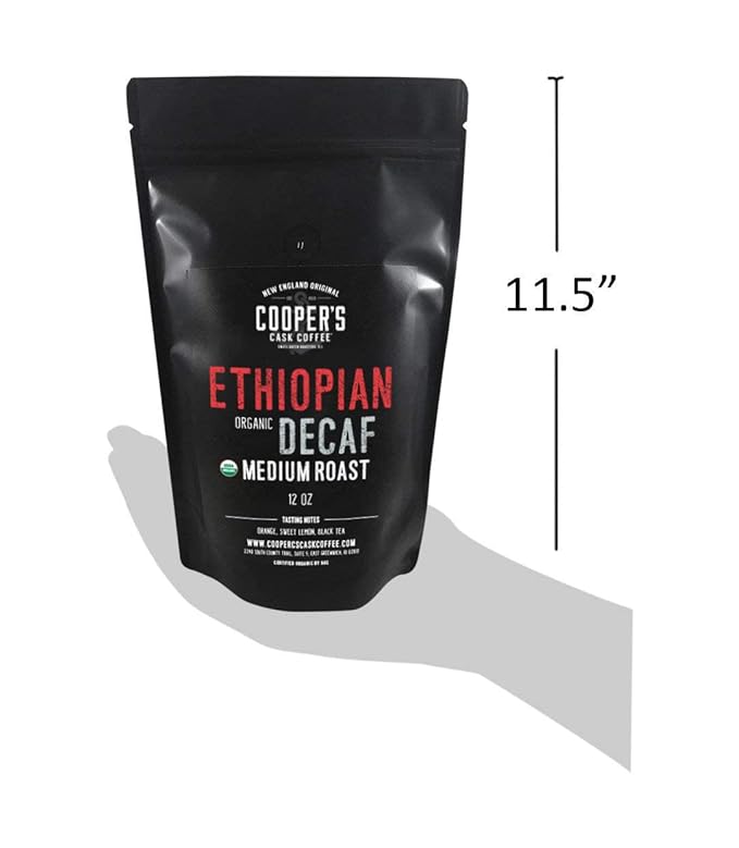 Organic Ethiopian Decaf Water Processed Medium Roast Ground Coffee (12oz Ground)