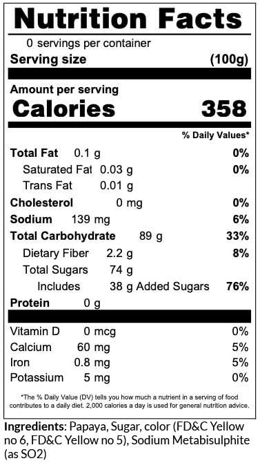 C.J. Dannemiller Dried Papaya Chunks Bulk 44 LB Case Delicious Dried Fruit for Snacking Trail Mix