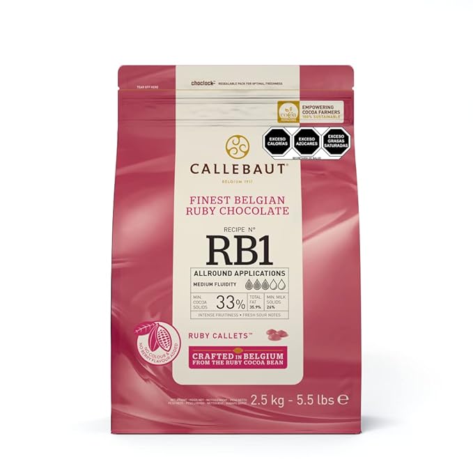 Callebaut Belgian Ruby Chocolate Callets 47.3% Cocoa 2.5 kg Bag Halal Kosher Vegetarian