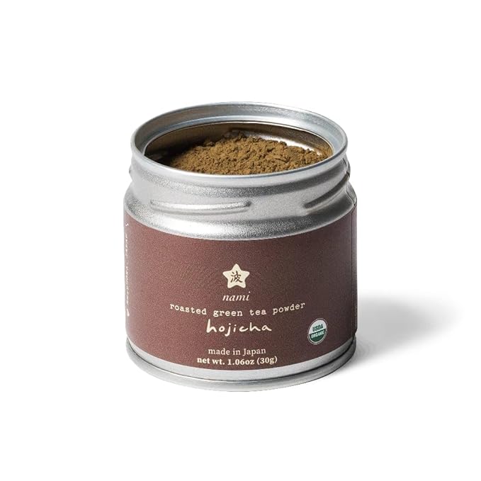 Nami Hojicha – Authentic Roasted Green Tea Powder | Smooth &amp Nutty Flavor | Low-Caffeine Alternative to Matcha | 30g Tin | USDA Organic Sourced from Shizuoka Japan