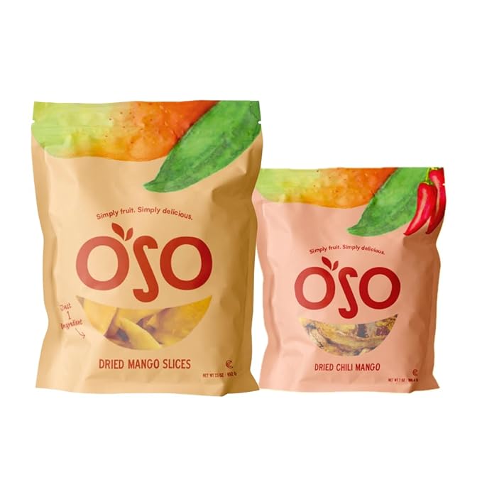 Oso Snacks Dried Mango &amp Chili Bundle (23oz / 7oz) | 100% Real Fruit No Sugar Added No Preservatives | Healthy Snack | All-Natural Dried Mango Slices