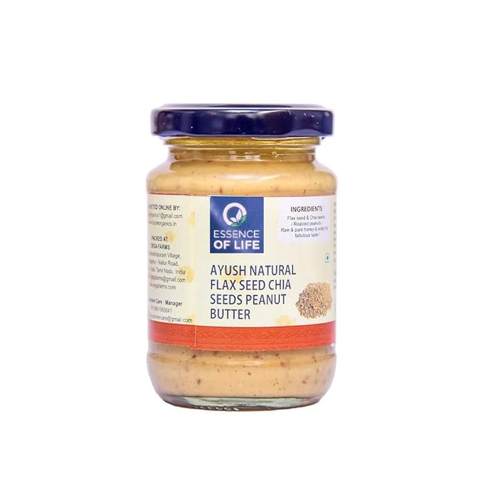Essence of Life Ayush Natural Flax Seed Chia Seeds Peanut Butter - 160gm