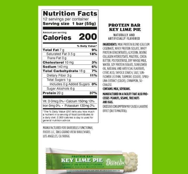 Barebels Protein Bars Key Lime Pie 55g - 4 Pack (Key Lime Pie)