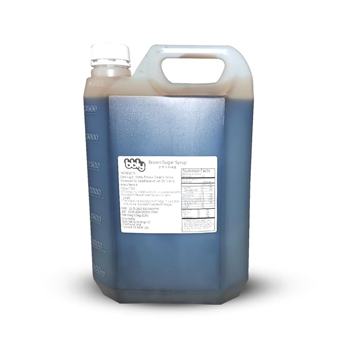 BBLY Brown Sugar Syrup 11 lbs Bottle Premium Cane Sugar Syrup for Bubble Tea Milk Tea Coffee Matcha Latte Pancakes Ice Cream Japanese Desserts Rich Caramel Flavor Sweetener for Cafés Home Use