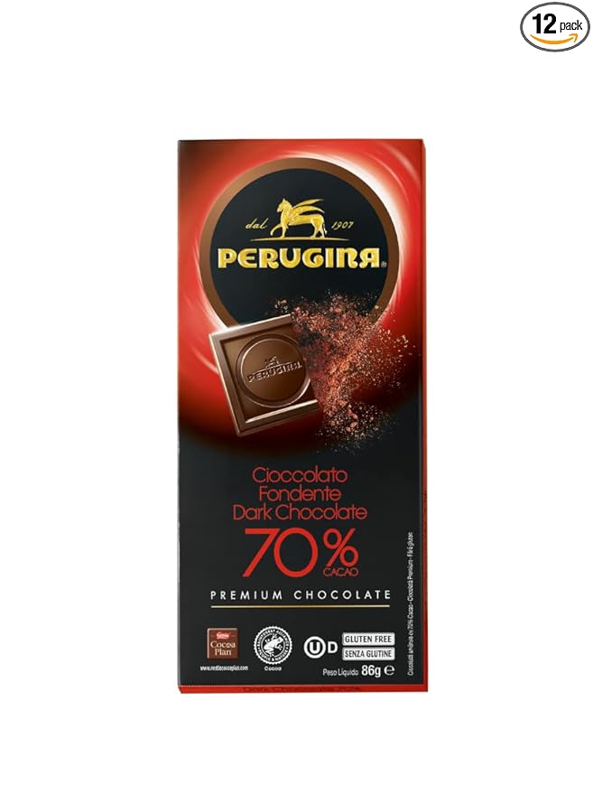 Perugina Bittersweet Chocolate bar 70% 3 Ounce (Pack of 12)