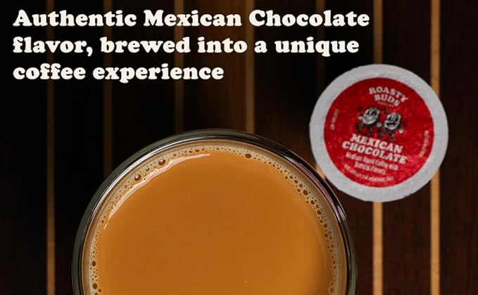 Roasty Buds Coffee Variety Pack Pods 48 Count | Including Mexican Chocolate French Vanilla Classic Colombian and Banana Split | Single-Serve 11g Per Pod | Recyclable Gluten-Free Non-GMO No Sugar