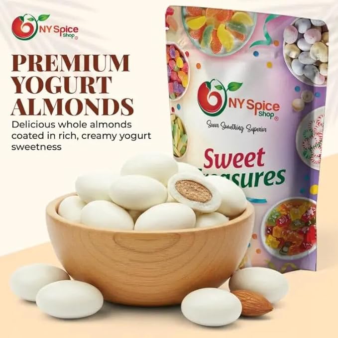 NY Spice Shop Yogurt Covered Almonds - 2 Pound Candy Coated Almond - Trail Mix Yogurt Almonds Sweet Nut Snacks - Gourmet Healthy Sweet Snacks for &amp Candy Buffet