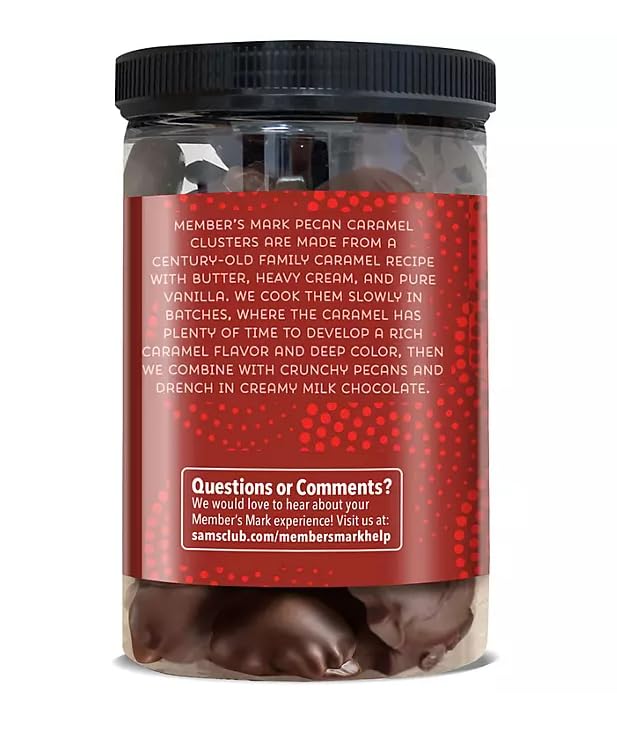 MM Milk Chocolate Pecan Caramel Clusters 30.2 oz Jar (855 g) Crunchy Pecans in Creamy Chocolate