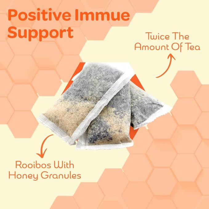 True Honey Blueberry Rooibos Tea Bags - Honey Crystals Blended in Every Sachet - Red Rooibos Tea with Dried Blueberry Juice - All Natural Organic Herbal Caffeine Free Tea Bag 24 Count
