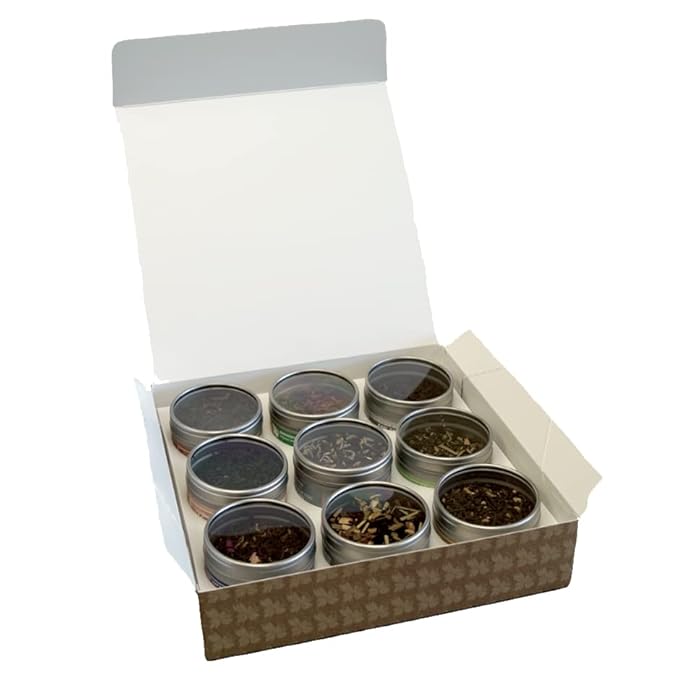 Heavenly Tea Leaves Organic Black Tea Sampler 9 Loose Leaf Black Teas (Approx. 90 Servings) - Naturally Caffeinated Perfect Coffee Substitute Variety Gift Pack