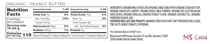 Moo Chocolates Organic Milk Chocolate Large Bars with Peanut Butter 1.4 oz 14 ct (Pack of 1) | USDA Organic Non-GMO | 110 Calorie Snacks for On-the-Go Lunchboxes Office
