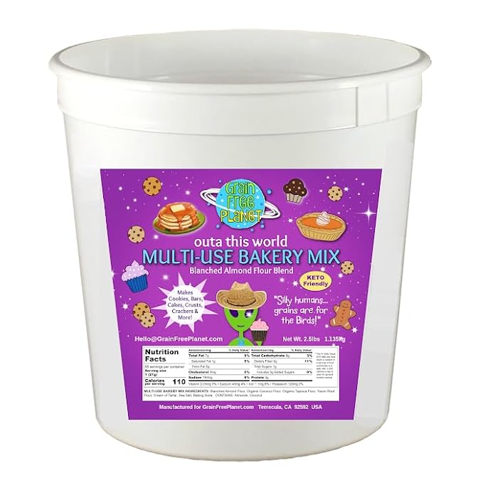 Grain Free Planet's Multi-Use Bakery Mix | Clean Keto Low Carb Baking Mix | Makes Cookies Pancakes &amp Waffles Pie Crusts Cakes and More | Free From Gluten Grains Dairy Sugar Soy and Lectins
