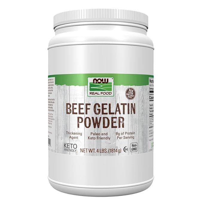 NOW Foods Beef Gelatin Powder Natural Thickening Agent Source of Protein 4-Pound