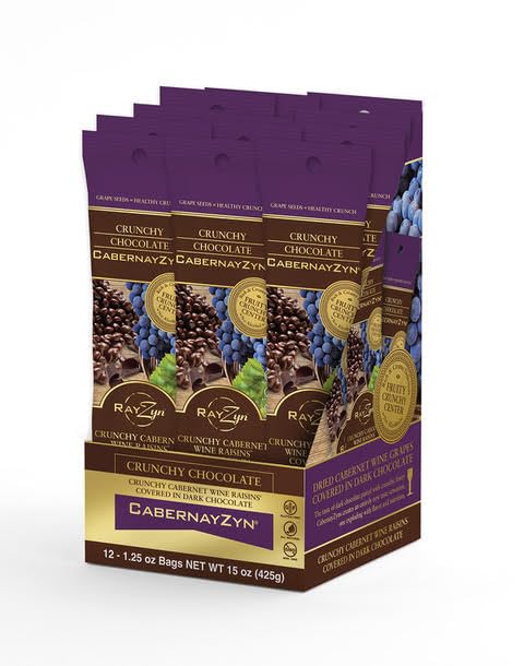 Wine RayZyn® - Chocolate Covered CabernayZyn® (12 pack) – Hand Harvested Dried Cabernet Sauvignon Wine Raisins® from Napa Valley enrobed in premium gourmet dark chocolate – The Healthier Raisin with a