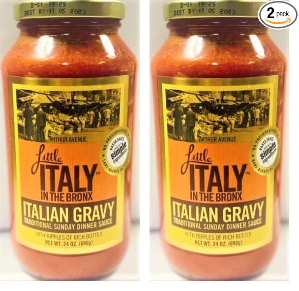 Little Italy in the Bronx Italian Gravy Traditional Sunday Dinner Sauce 24 oz (Pack of 2)