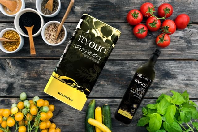 TEVOLIO VIRGIN OLIVE OIL 100% Pure and Cold-Pressed rich in antioxidants &amp healthy fats plant based vegetarian vegan versatile and premium quality low acidity EXTRA VIRGIN OIL - 5 LITER