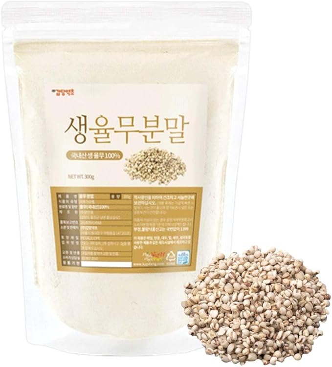 Korean Job's Tears Powder – 100% Roasted or Raw Yulmu from Korea Finely Ground No Additives Plant-Based Ingredient for Smoothies Porridge and Cooking 생율무가루 (10.6 oz (300g) Raw Job's Tears)