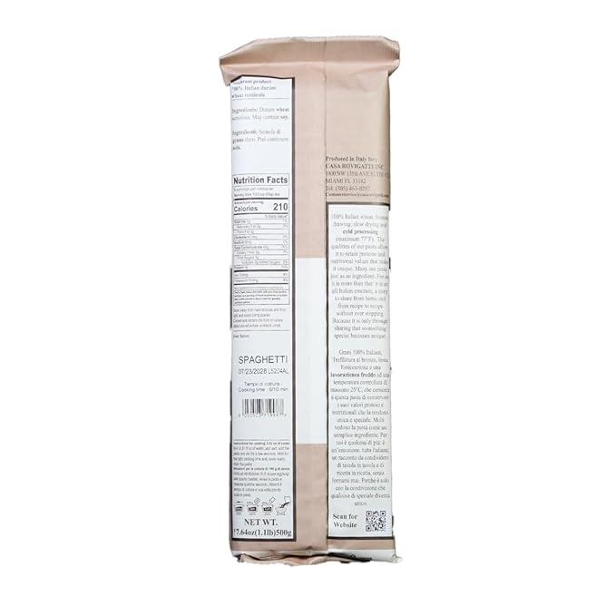 Casa Rovigatti Bronze Extruded Italian Spaghetti Artisanal Made in Italy 17.64 oz 500g 4 Pack