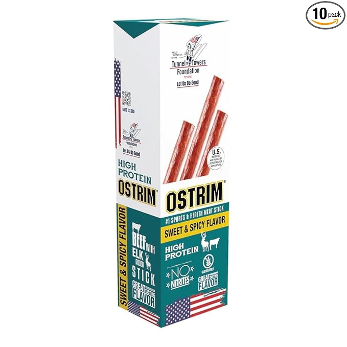 Ostrim Beef/Elk Snack Stick Sweet and Spicy 1.5 Ounce (Pack of 10)