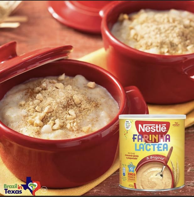 Farinha Lactea Brasileira Nestle - A original | Pack 2x360g | Brazilian Flour Lactea + Silicone Bracelet Souvenir | Brazil in Texas | Bundle