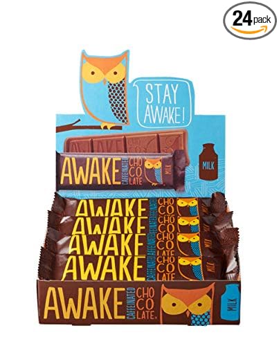 Awake Caffeinated Chocolate Energy Bar Milk Chocolate Energy Bar 1 Bar Equals 1 Cup of Coffee 24 Bars (37.2 oz)