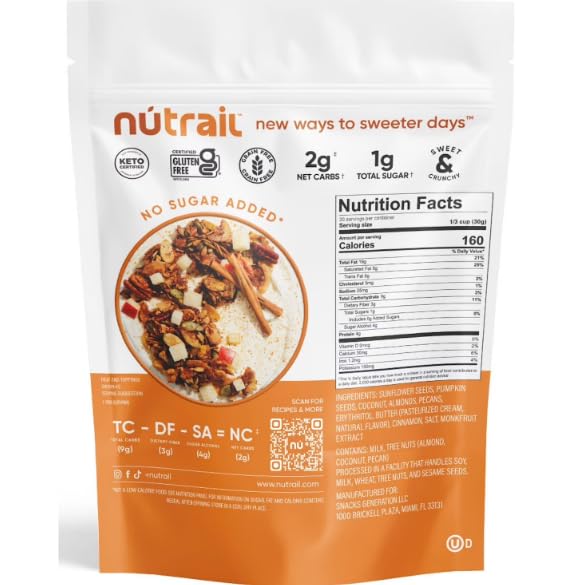 NuTraiil Low Carb Keto Nut Granola Cinnamon Pecan 22 oz.