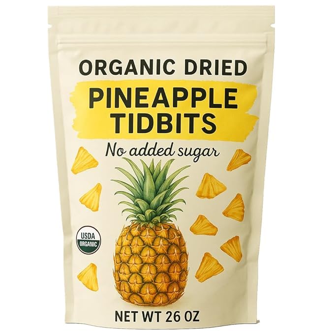 Organic Dried Pineapple Tidbits 26 oz (Pack of 2)