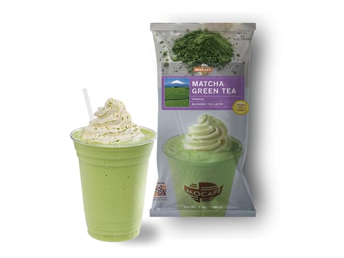 MOCAFE Matcha Latte Mix Powder Japanese green tea café style premium instant iced blended frappe and hot drinks 3lb Bulk Bag