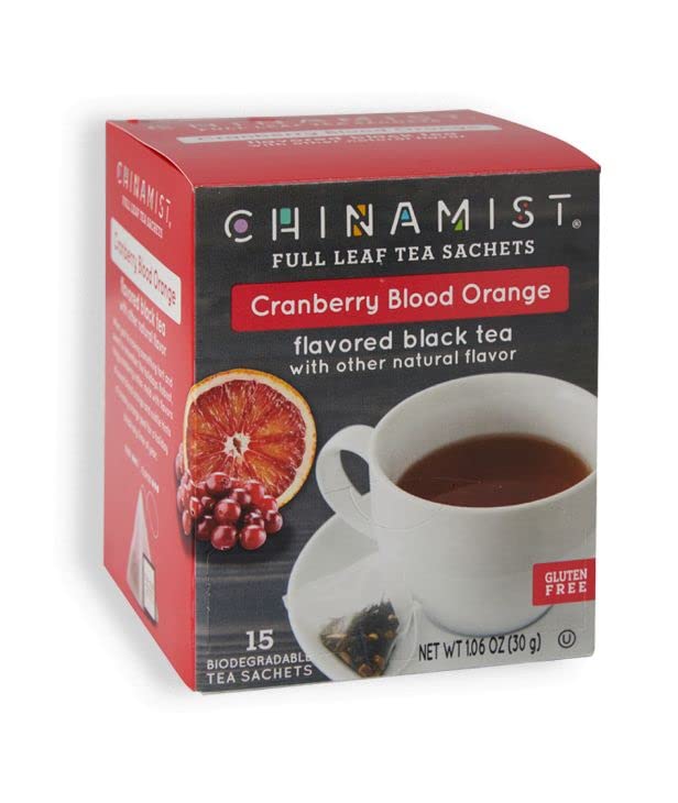 China Mist Full Leaf Tea Satchets Cranberry Blood Orange Flavored Black Tea with Other Natural Flavor (6 boxes)
