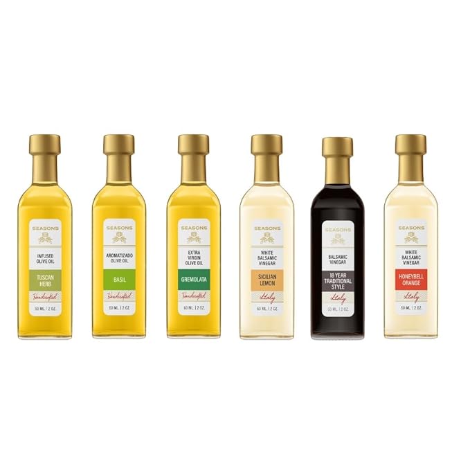 Seasons EVOO Italian Herb Collection – Mediterranean-Inspired Extra Virgin Olive Oils &amp Balsamic Vinegars Gift Set (6 x 2oz)