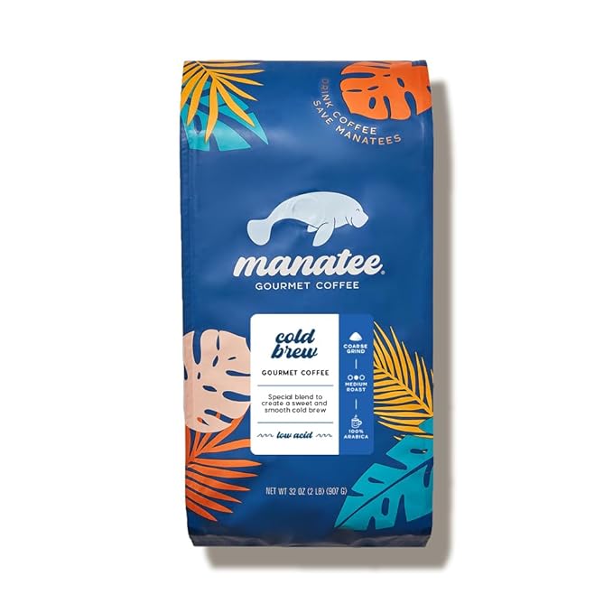 Manatee Gourmet Coffee Cold Brew Medium Roast Ground 2 lb.