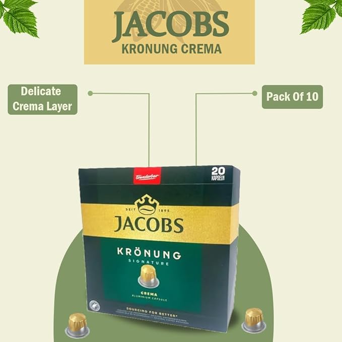 Jacobs KRONUNG CREMA 10x20 CAPSULES Coffee Capsules Compatible with (052 USD/1 CAP)