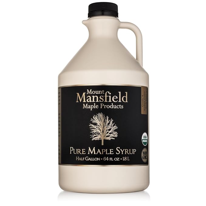 Mansfield Maple Certified Organic Pure Vermont Maple Syrup in Plastic Jug Grade A Dark Robust Half Gallon