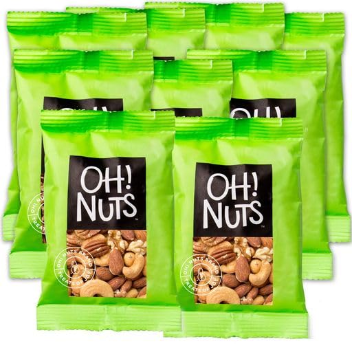 Oh! Nuts Mixed Nuts Roasted Salted Individual Nut Snacks for On-the-Go - 12 Convenient Nut Snacks for School - Bulk Nuts Variety - Individual Packs (1.5 oz Each)