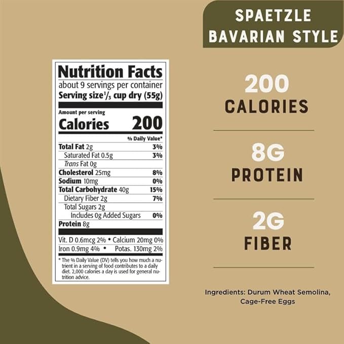 Bechtle Spaetzle Bavarian Style Egg Noodles - Traditional German Pasta Authentic Imported from Germany Cage-Free Eggs &amp Durum Wheat Semolina Non-GMO Kosher (17.6oz Pack of 12)
