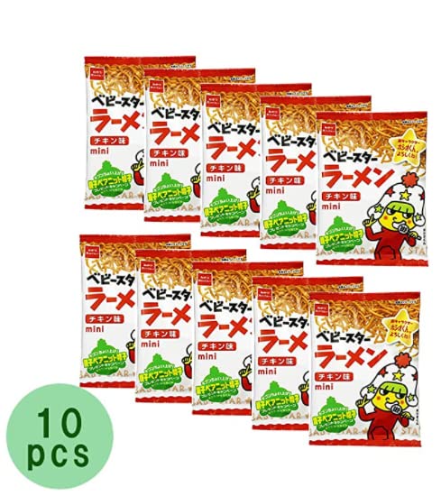 Pio big bazar Baby Star Ramen Mini Chicken Taste Fried Noodle Snack 0.8oz 10Bags Japanes Oyatsu Company Pio