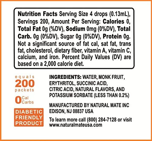 Monk Fruit Liquid Sweetener Made with 100% Monk Fruit Extract and Optimized with Erythritol - 0.9 FL OZ (26.5 mL) -3 Pack