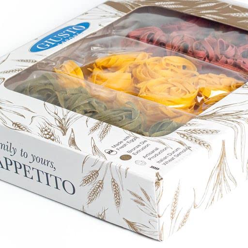 Giusto Sapore Pasta Gift Set - Imported From Italy - Perfect for The Foodie In Your Life - Taste Of Italy Basil Tagliatelle Tagliatelle &amp Barolo Tagliatelle