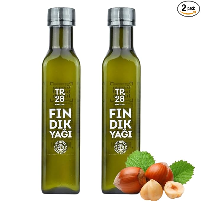 Natural Giresun Plump Hazelnut Oil 100% Cold Pressed Organic Additive-Free Authentic Turkish Product (GİRESUN FINDIK YAĞI) 1000 ml / 338 fl oz - PACK OF 2