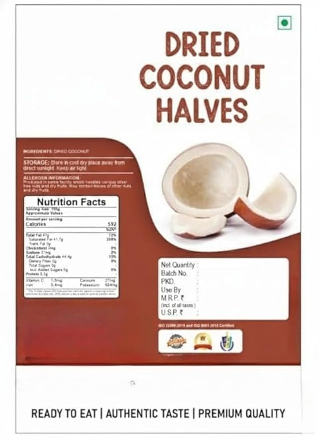 Copra Dry Coconut Dry Copra Sun Dried Support weight management Suitable for vegetarians - 500 gm