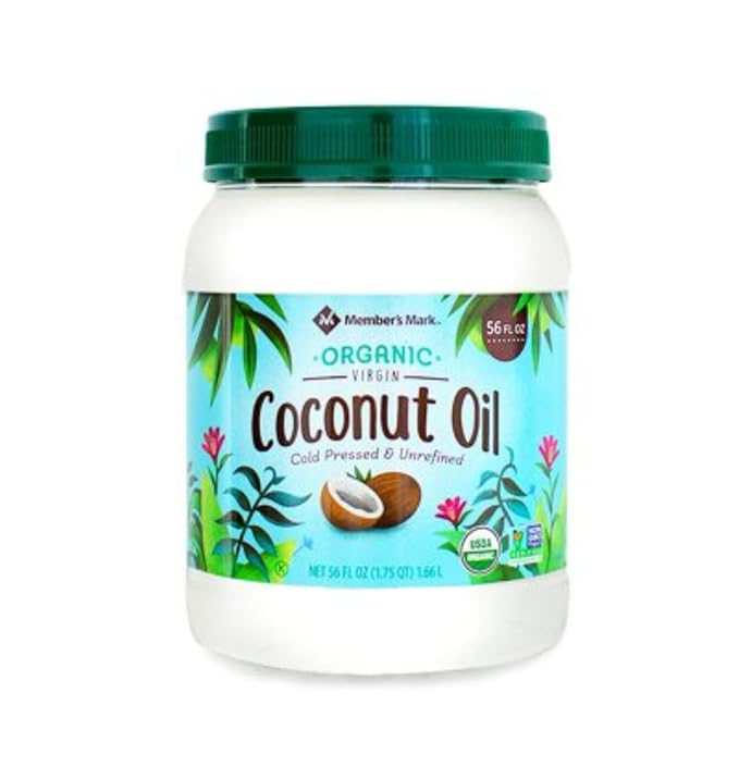 Organic Virgin Coconut Oil – Member Mark Quality Cold Pressed &amp Unrefined 56 oz Jar – Non-GMO Kosher Ideal for Cooking and Skin Care