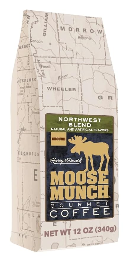 Moose Munch Northwest Blend Ground Coffee – 2 Pack 12 oz Bags – Cinnamon Hazelnut &amp Praline Flavored Medium Roast Coffee