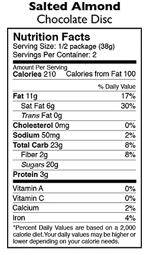 Taza Chocolate Organic Mexicano Disc 40% Dark Chocolate Salted Almond 2.7 Ounce (12 Count) Vegan