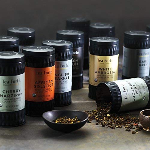 Tea Forte Bombay Chai Premium Loose Leaf Caffeinated Black Tea Blend Canister Makes 35-50 Cups Round Canister