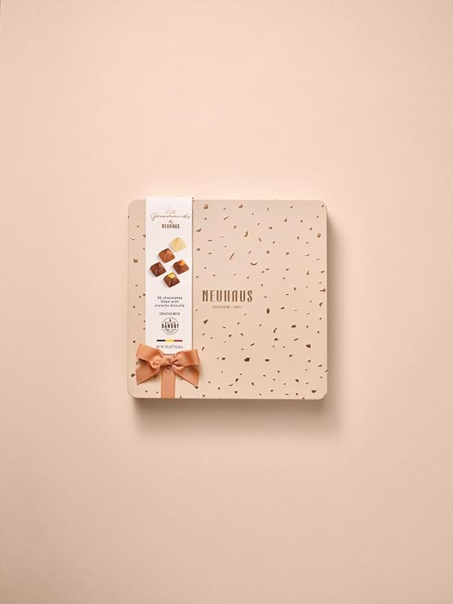 Neuhaus Belgian Chocolate Les Gourmands – 30 Pieces Assorted Milk White &amp Dark Chocolate Pralines – Crunchy Artisanal Biscuits - Gourmet Chocolate Gift