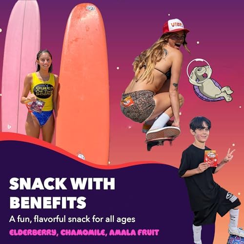 VIBES Sour Watermelon Chill Fruity Stars - Delicious Low Calorie Gluten-Free Bulk Fruit Snacks - High Fiber Healthy Fruit Snacks -2g Sugar - 6 Packs of 18 Fruit Gummies - Snack of the Slopes